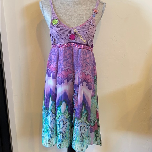Farinelli Summer Dress Size Medium Crochet Top